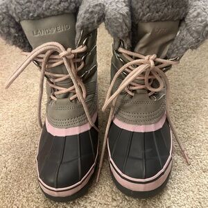 Lands' End Women's Winter Boots in Pink and Gray